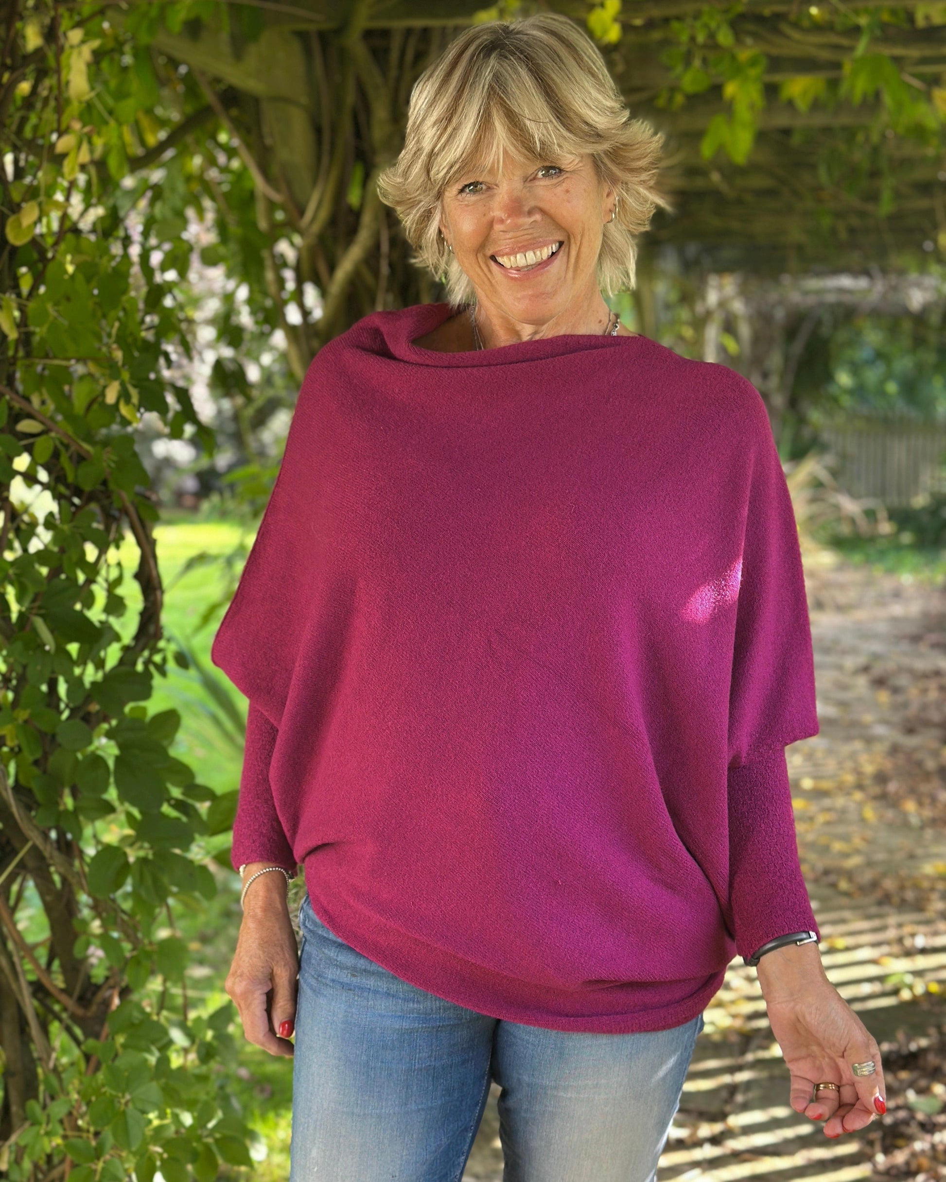 clothing Soft Knit Asymmetric Jumper - Berry