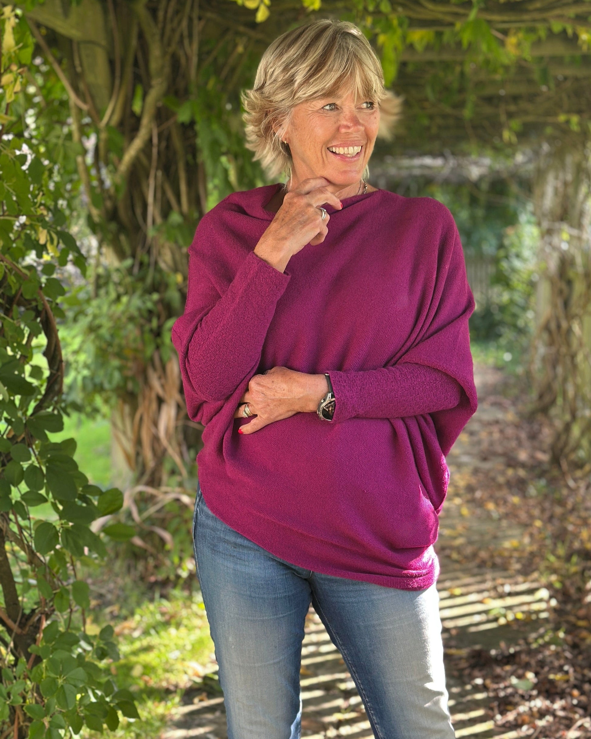 clothing Soft Knit Asymmetric Jumper - Berry