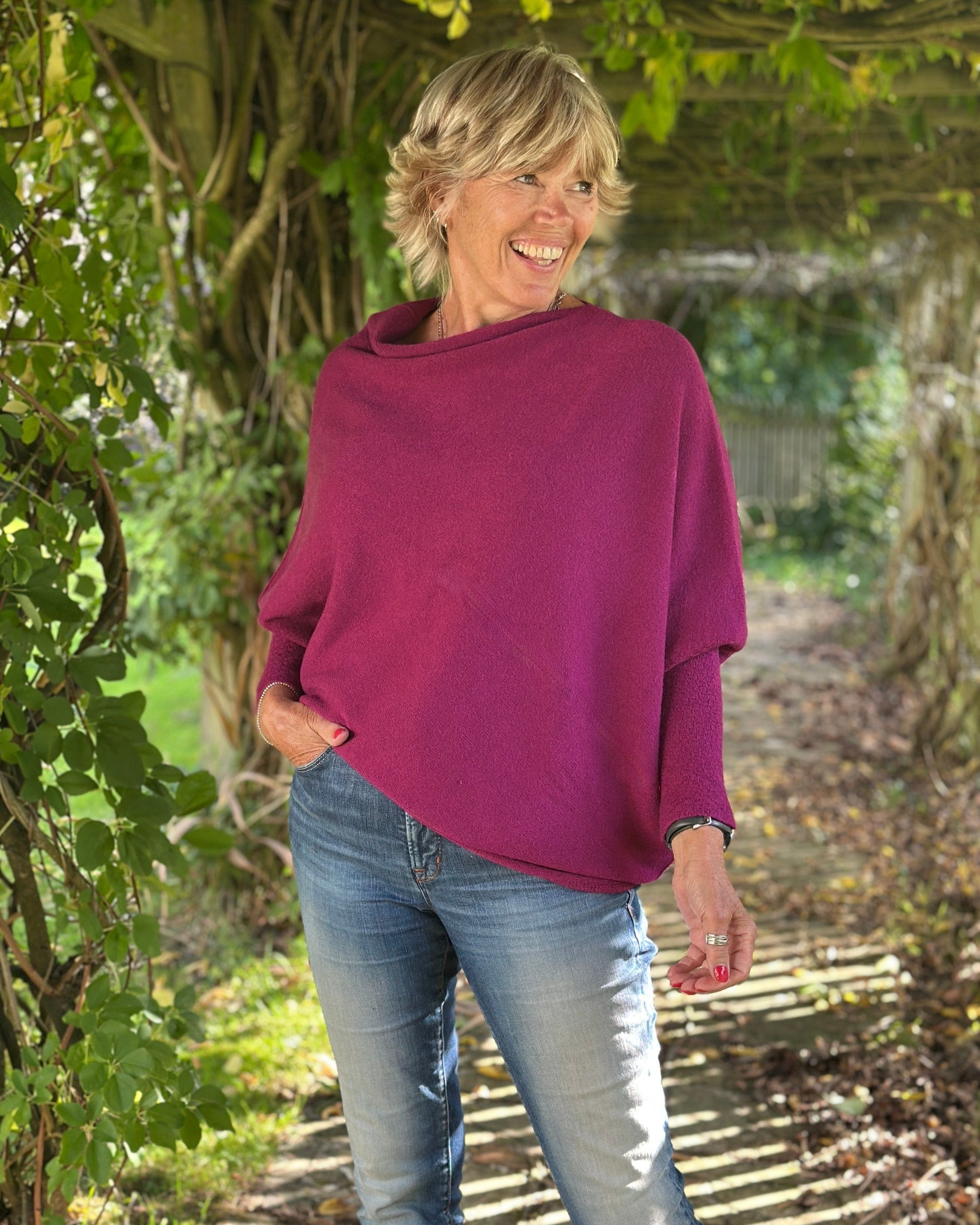 clothing Soft Knit Asymmetric Jumper - Berry
