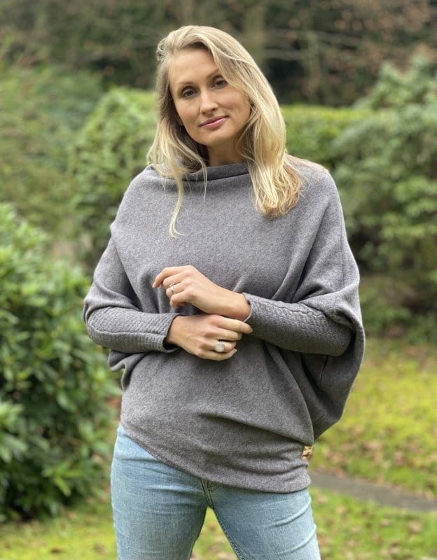 clothing Soft Knit Asymmetric Jumper - Dark Grey