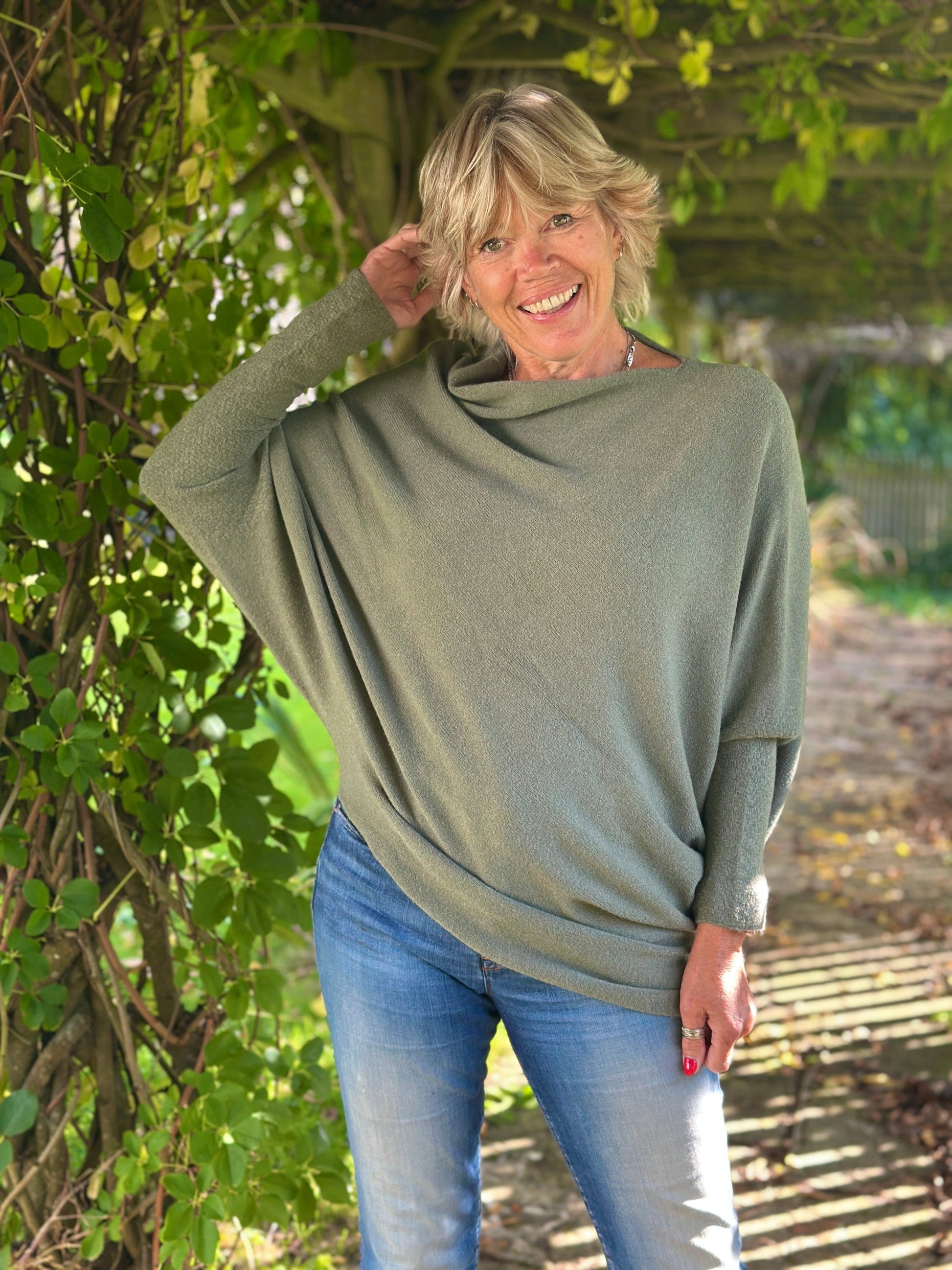 clothing Soft Knit Asymmetric Jumper - Dark Sage