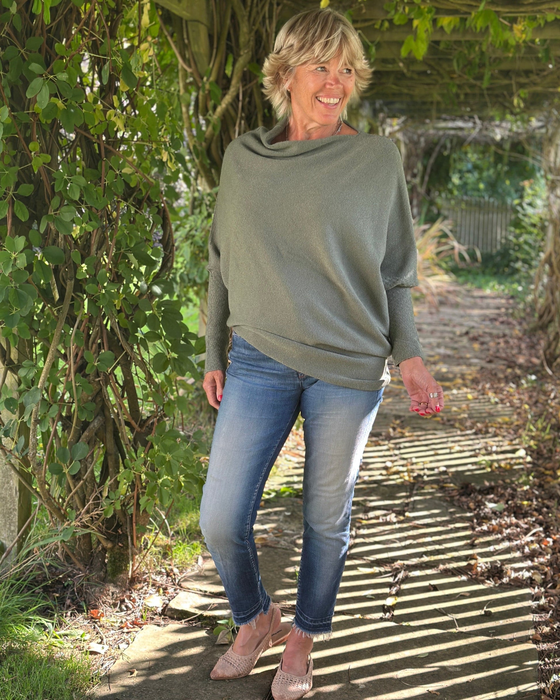 clothing Soft Knit Asymmetric Jumper - Dark Sage