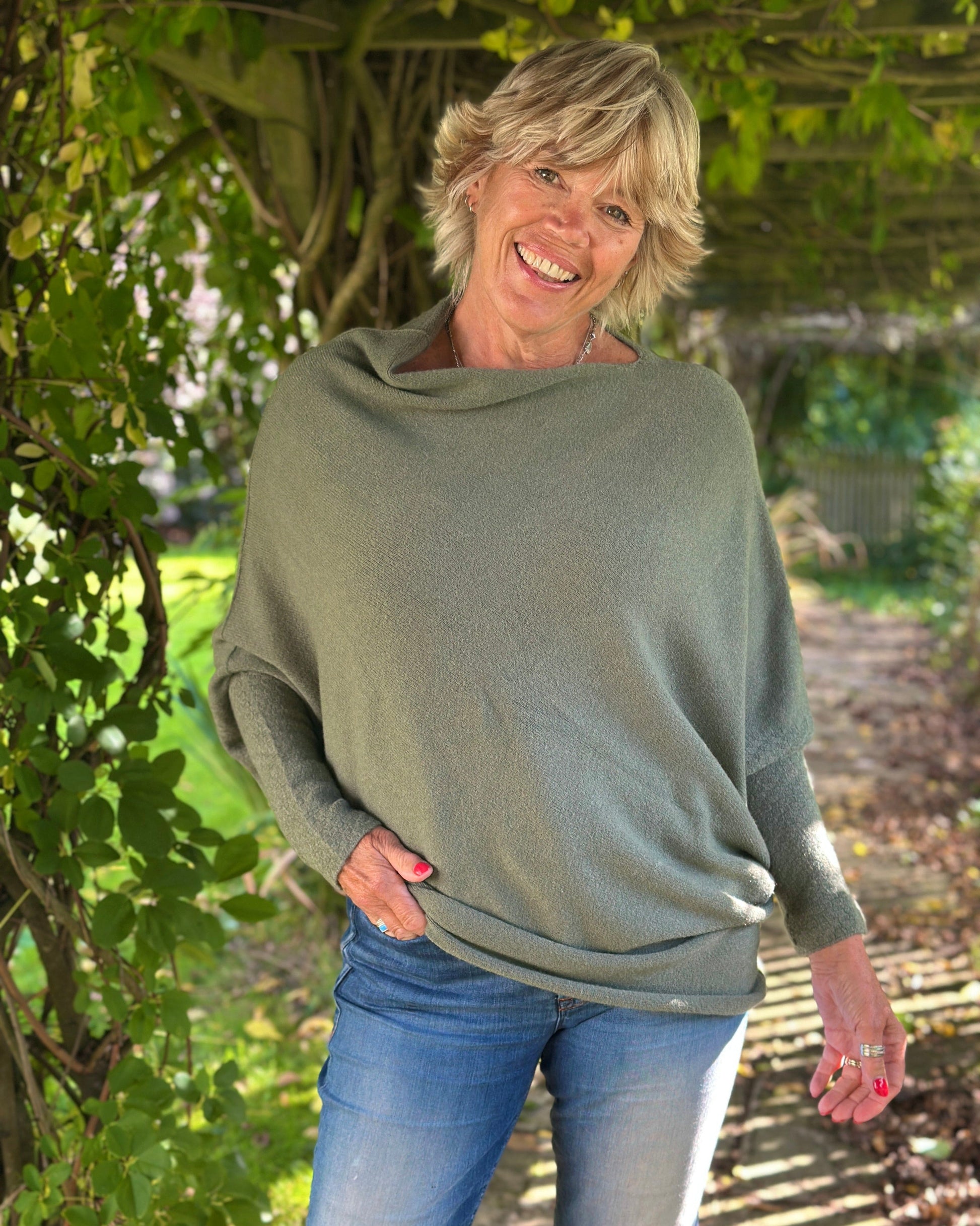 clothing Soft Knit Asymmetric Jumper - Dark Sage