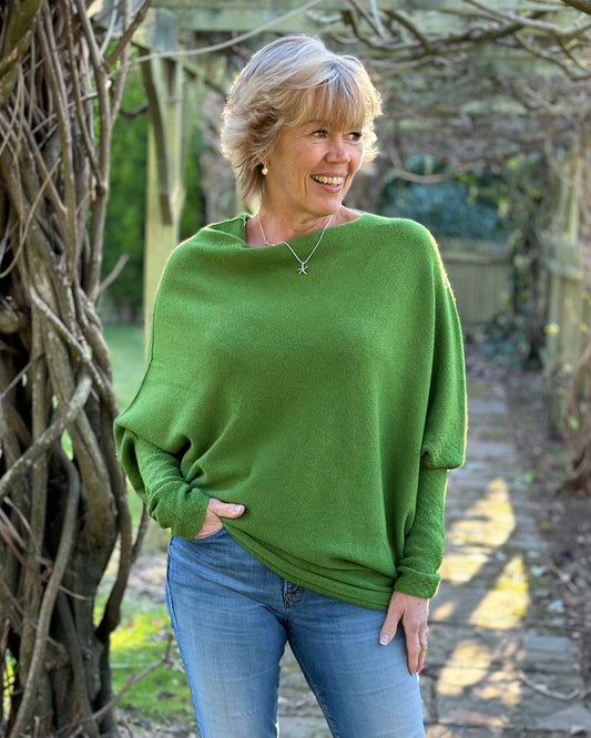 clothing Soft Knit Asymmetric Jumper - Fir Green