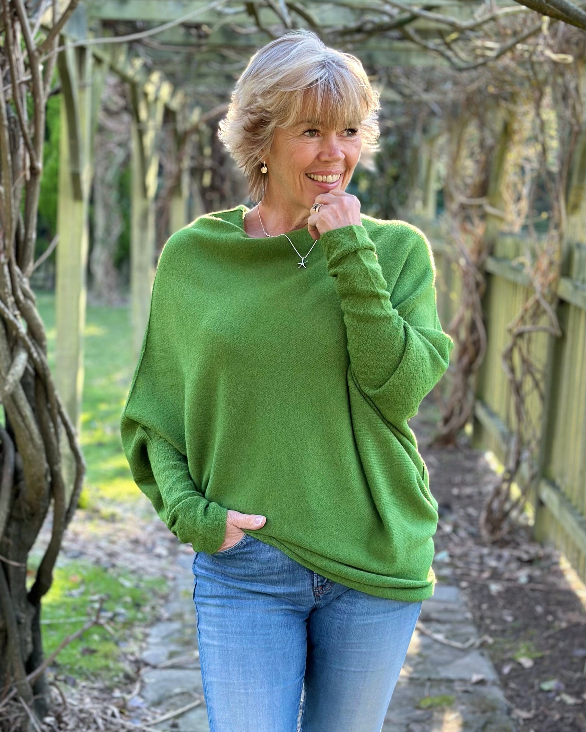 clothing Soft Knit Asymmetric Jumper - Fir Green