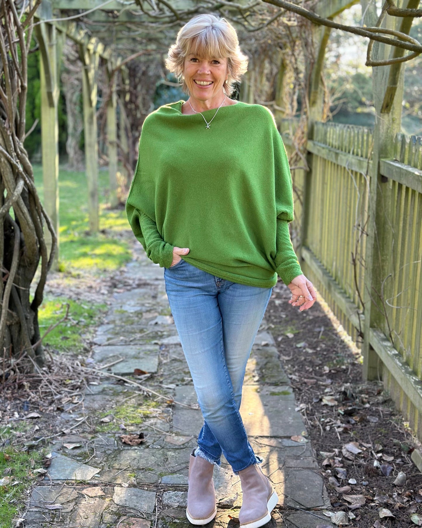 clothing Soft Knit Asymmetric Jumper - Fir Green