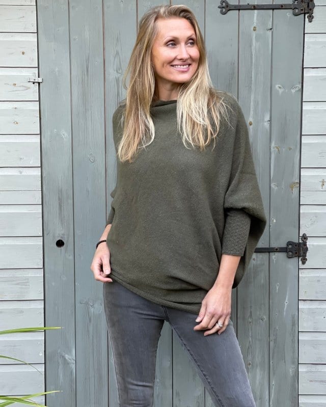 clothing Soft Knit Asymmetric Jumper - Khaki