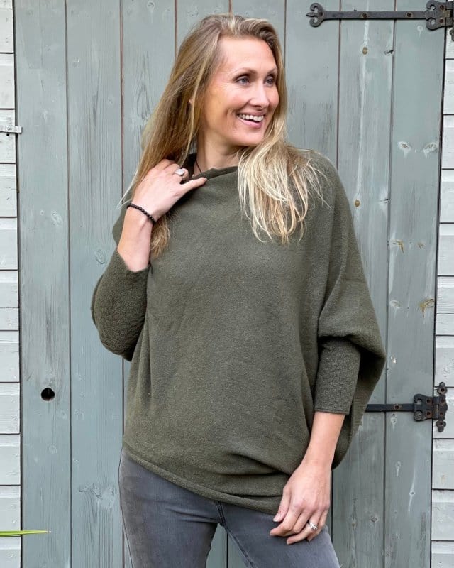 clothing Soft Knit Asymmetric Jumper - Khaki