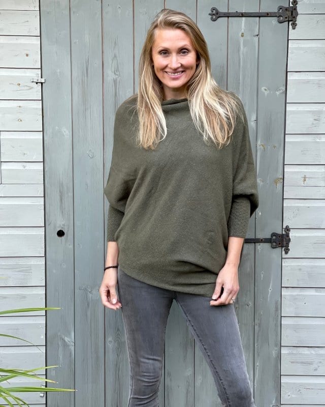 clothing Soft Knit Asymmetric Jumper - Khaki