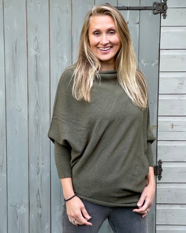 clothing Soft Knit Asymmetric Jumper - Khaki