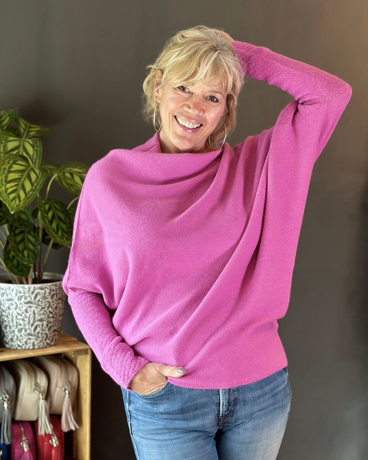 clothing Soft Knit Asymmetric Jumper - Lilac Pink