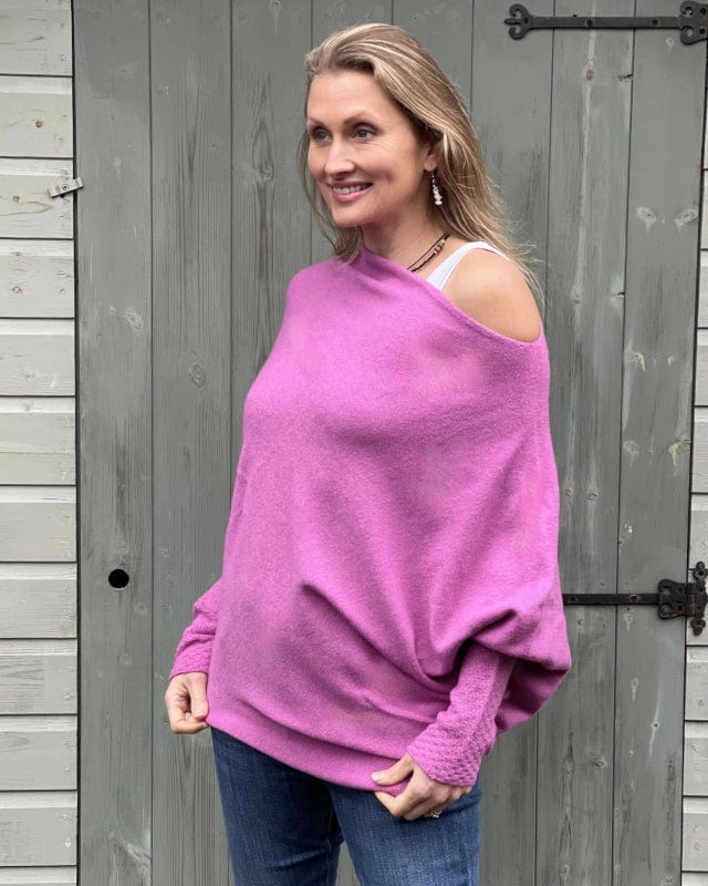 clothing Soft Knit Asymmetric Jumper - Lilac Pink