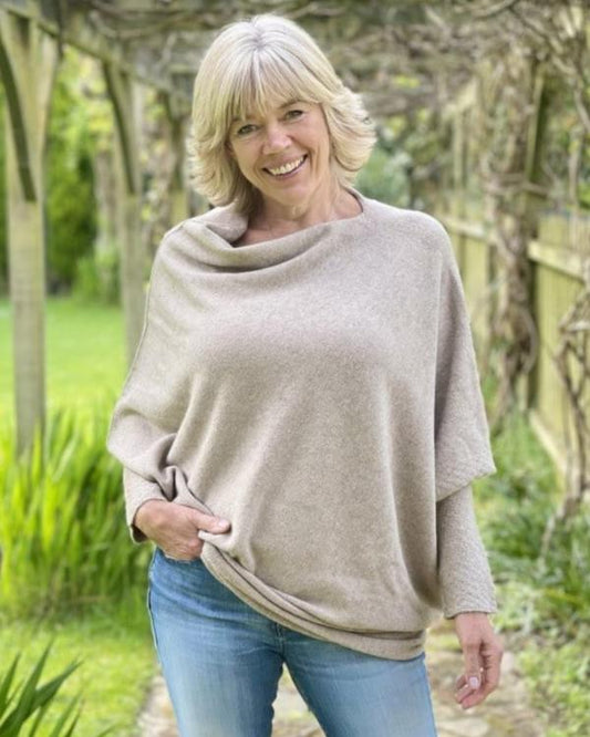 clothing Soft Knit Asymmetric Jumper - Oatmeal