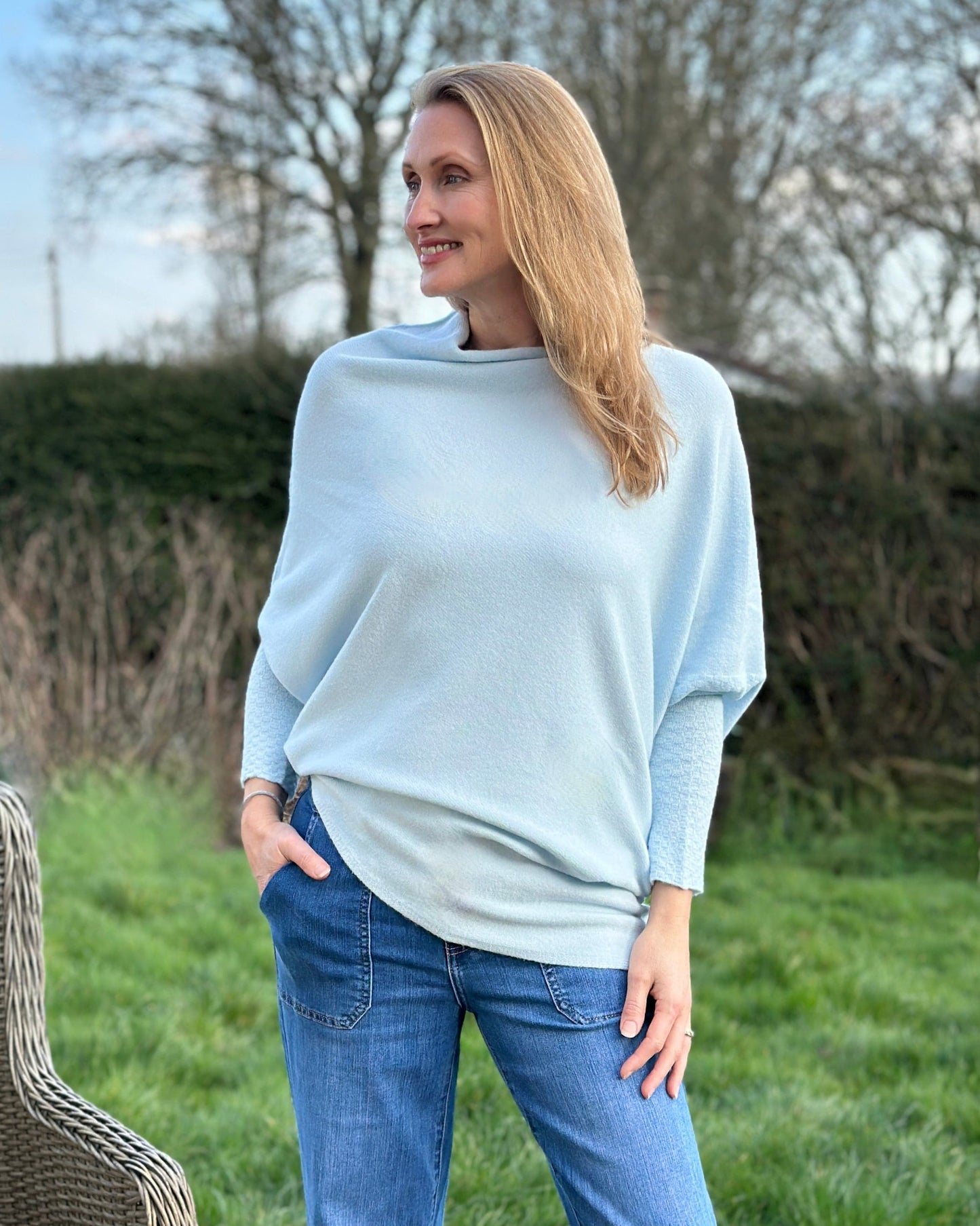 clothing Soft Knit Asymmetric Jumper - Pale Blue