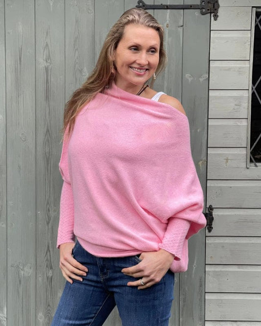 clothing Soft Knit Asymmetric Jumper - Pink