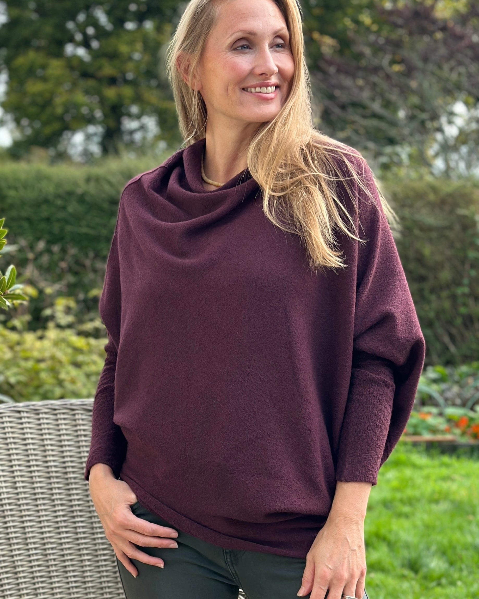 clothing Soft Knit Asymmetric Jumper - Prune