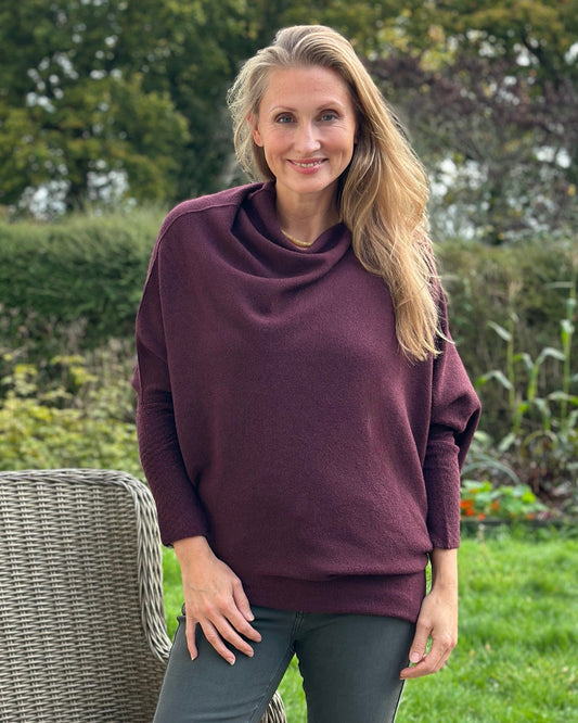 clothing Soft Knit Asymmetric Jumper - Prune