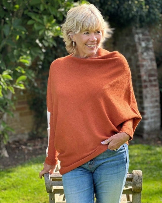 clothing Soft Knit Asymmetric Jumper - Terracotta