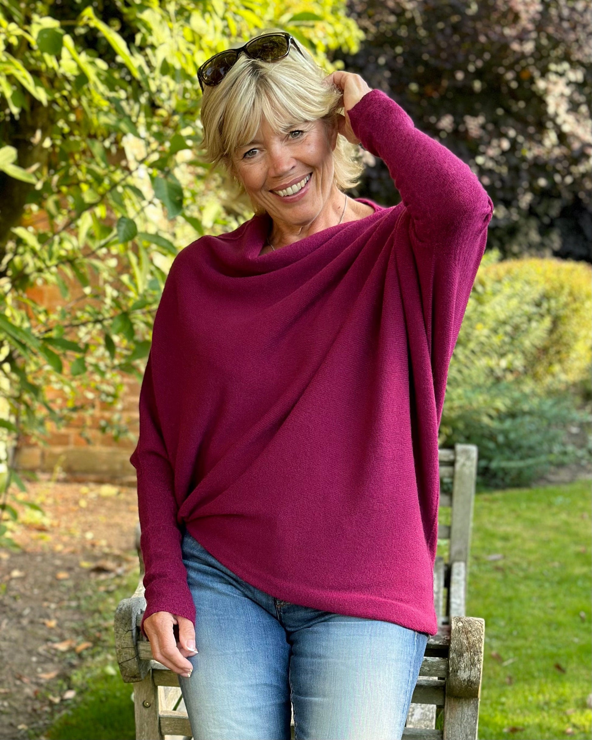 Clothing Soft Knit Asymmetric Jumper - Wine