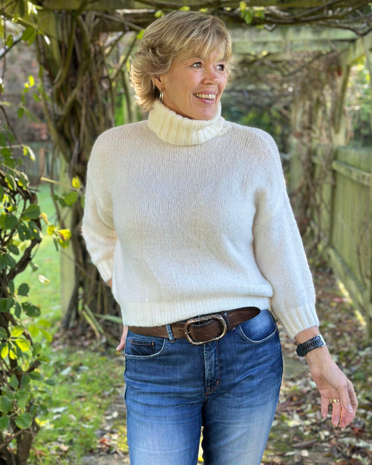 clothing Soft Knit Mohair Roll Neck Jumper - Cream