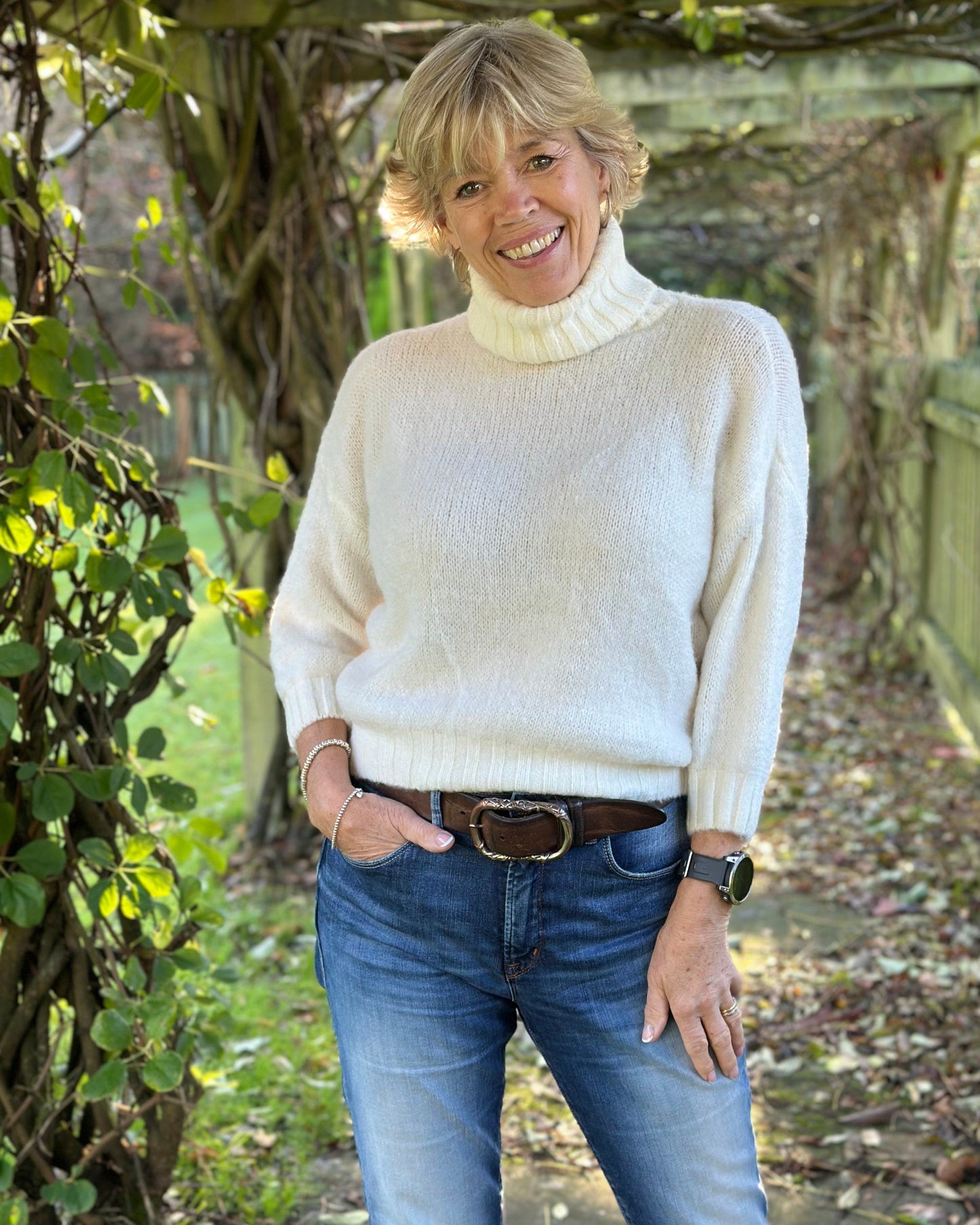 clothing Soft Knit Mohair Roll Neck Jumper - Cream