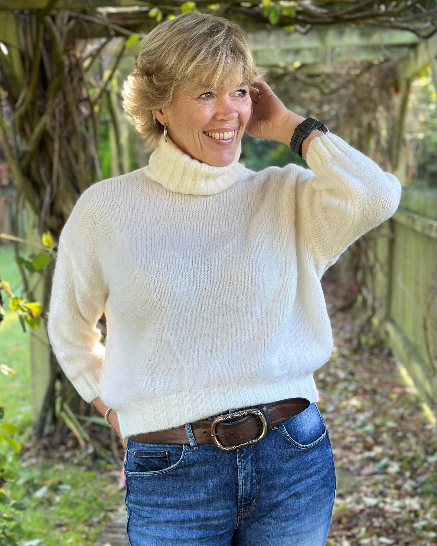 clothing Soft Knit Mohair Roll Neck Jumper - Cream