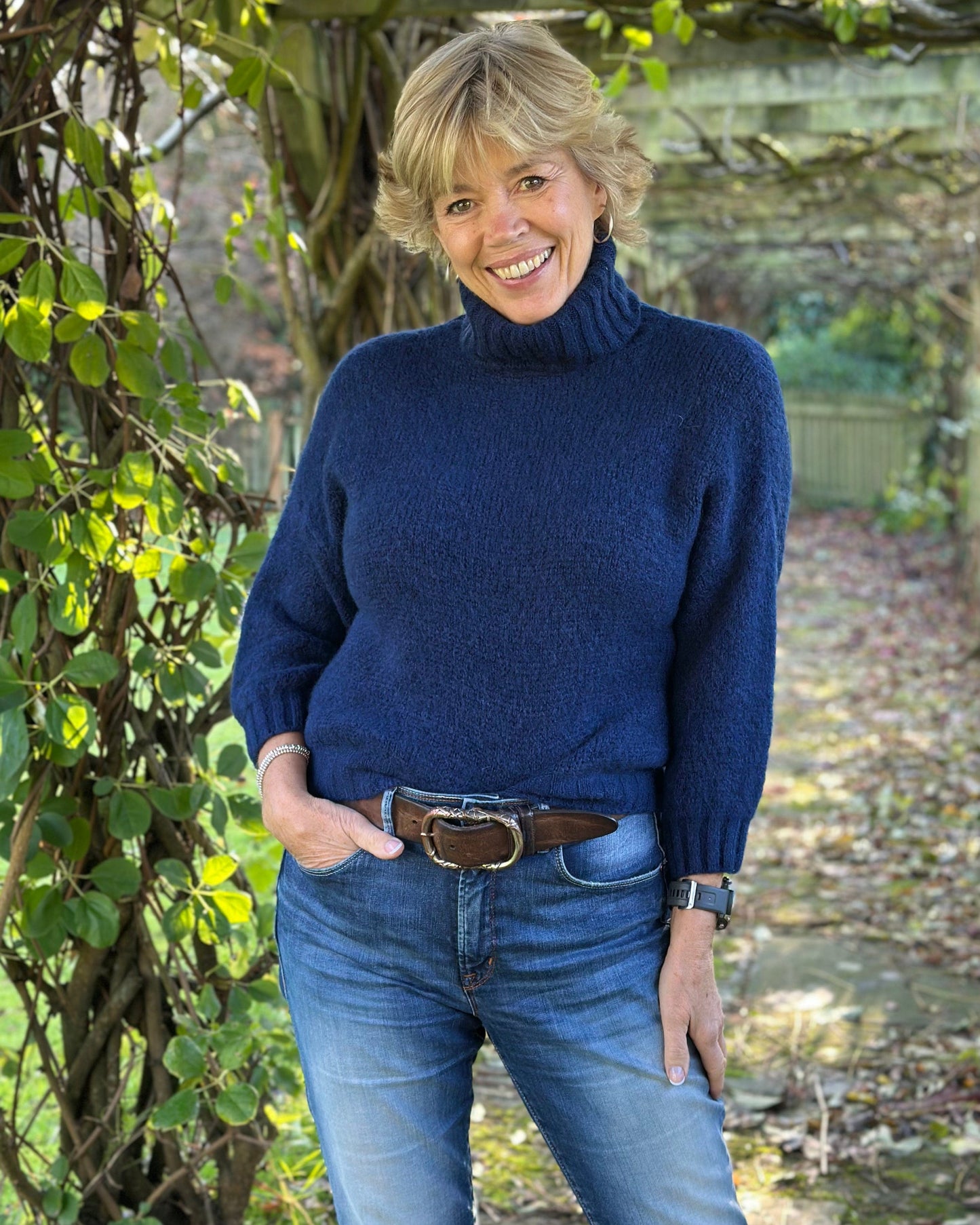 clothing Soft Knit Mohair Roll Neck Jumper - Navy