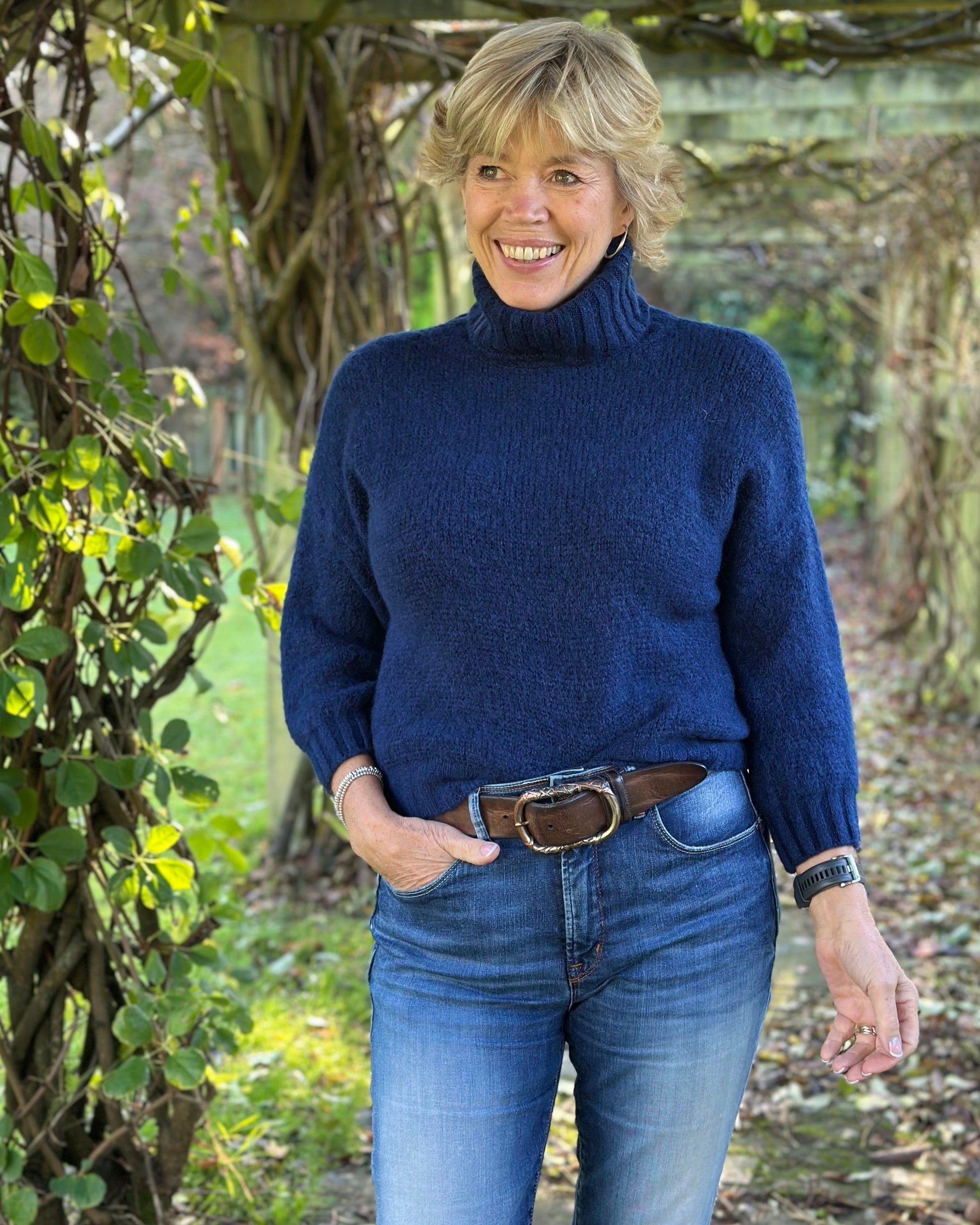 clothing Soft Knit Mohair Roll Neck Jumper - Navy