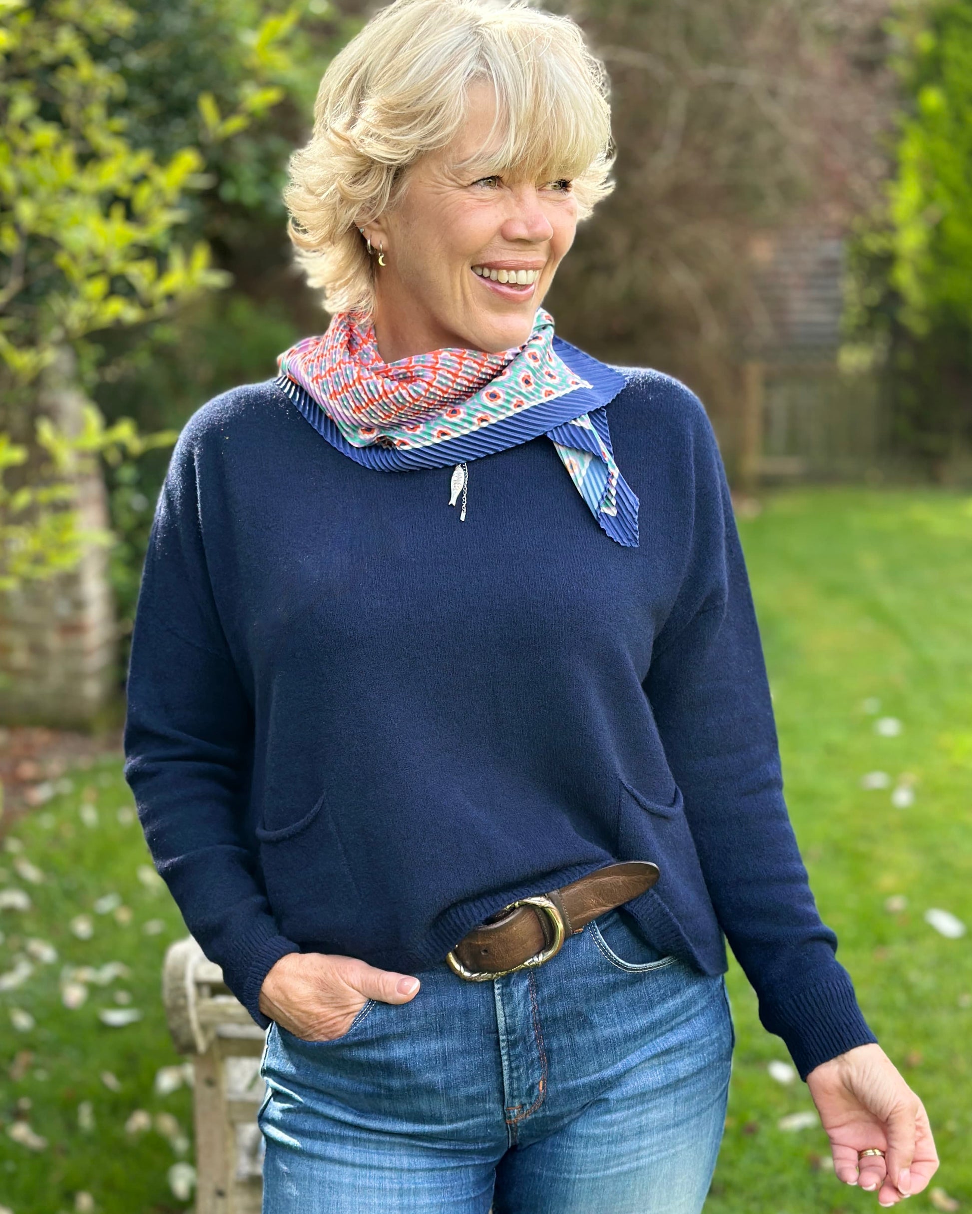 clothing Soft Knit Pocket Jumper - Navy