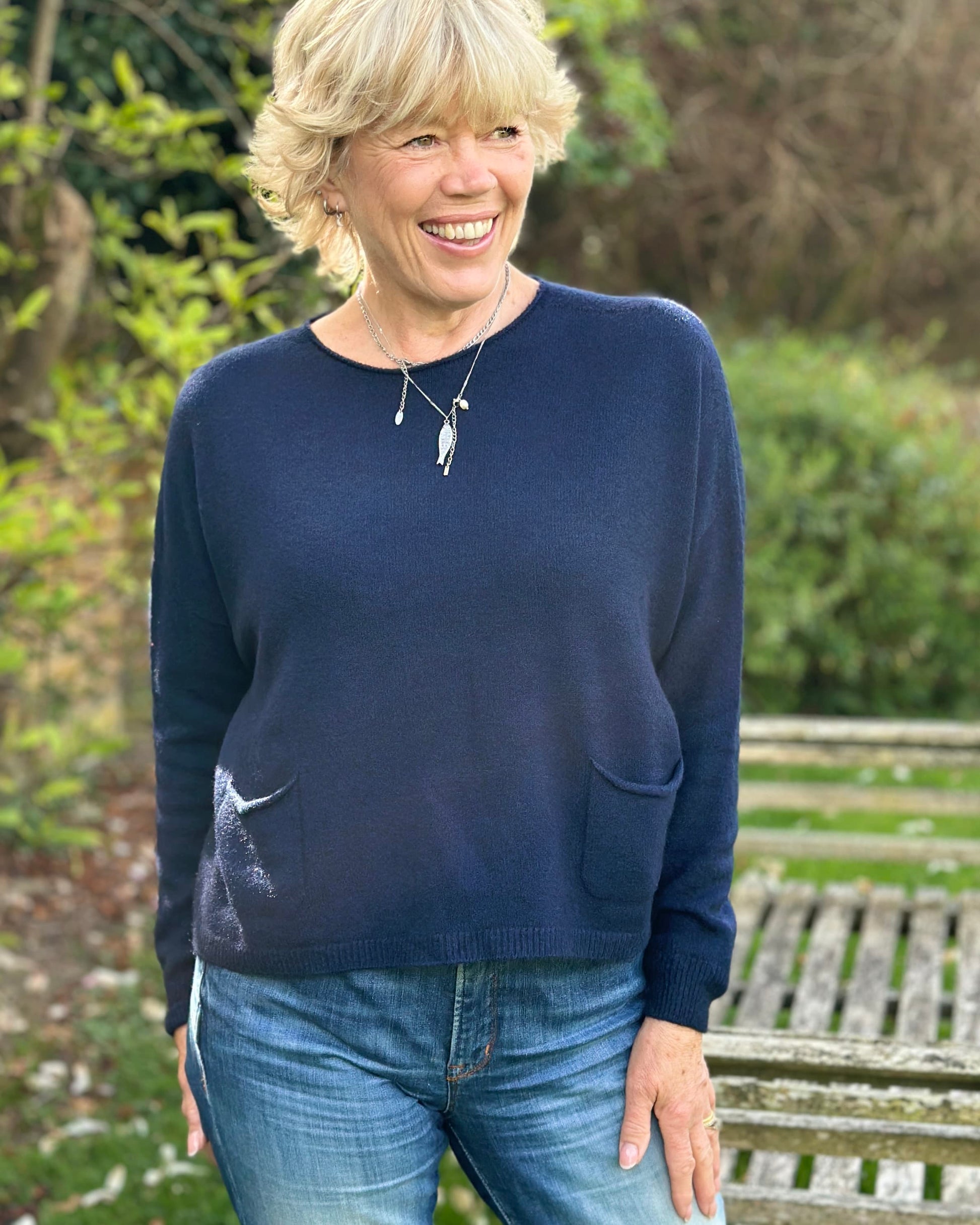 clothing Soft Knit Pocket Jumper - Navy