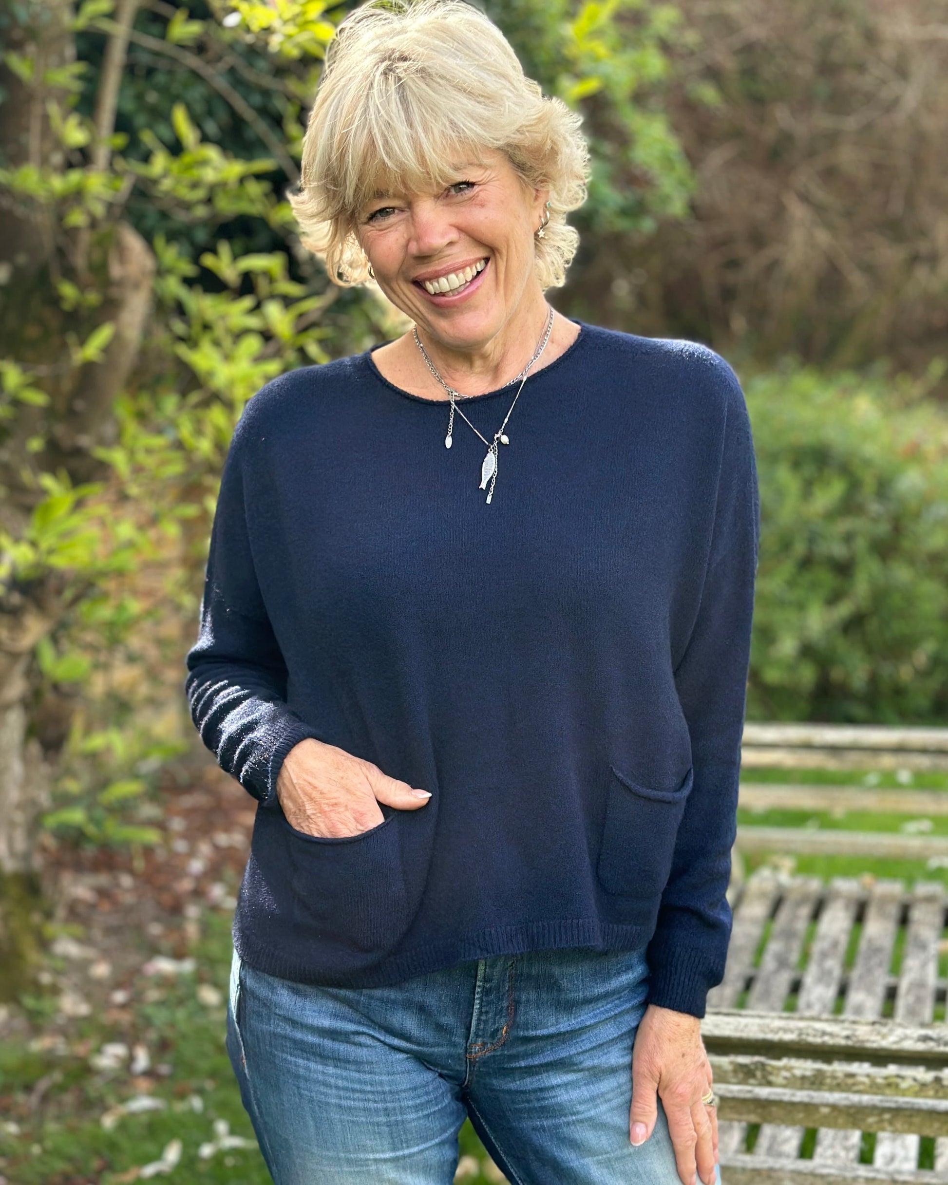 clothing Soft Knit Pocket Jumper - Navy