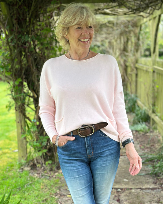 clothing Soft Knit Pocket Jumper - Pale Pink