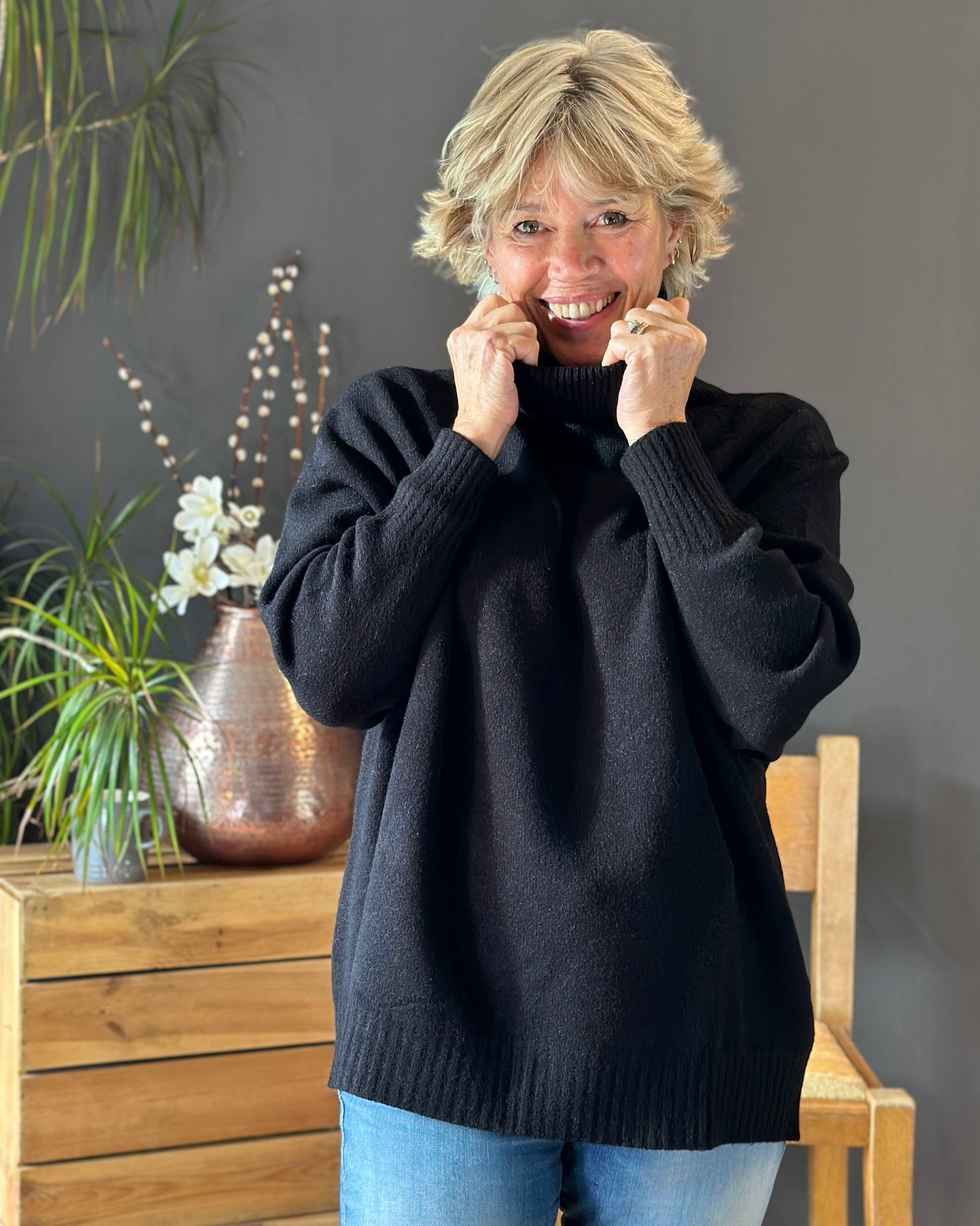 Clothing Soft Knit Roll Neck Jumper - Black