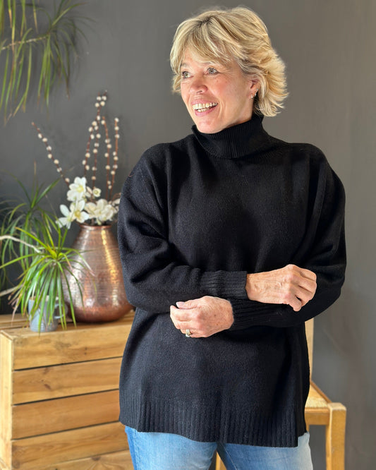 Clothing Soft Knit Roll Neck Jumper - Black