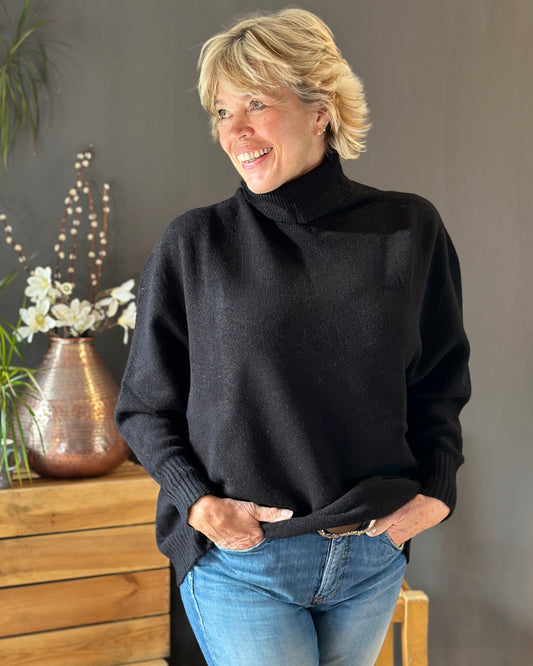 Clothing Soft Knit Roll Neck Jumper - Black