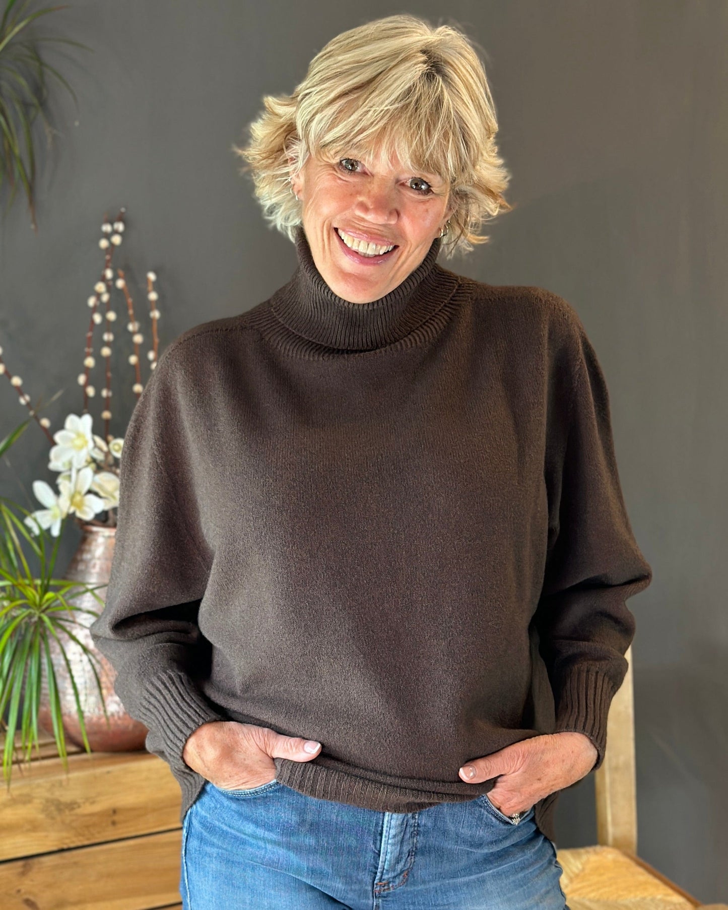 Clothing Soft Knit Roll Neck Jumper - Chocolate