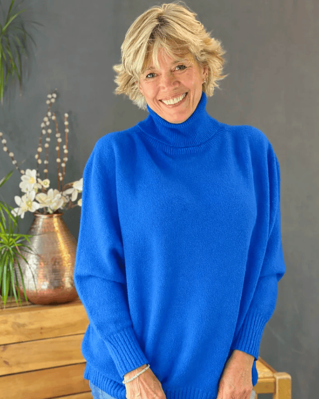Clothing Soft Knit Roll Neck Jumper - Cobalt Blue
