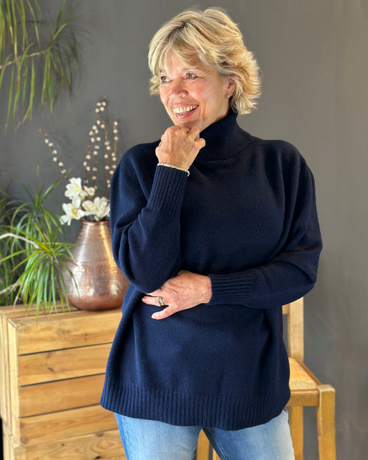 Clothing Soft Knit Roll Neck Jumper - Navy