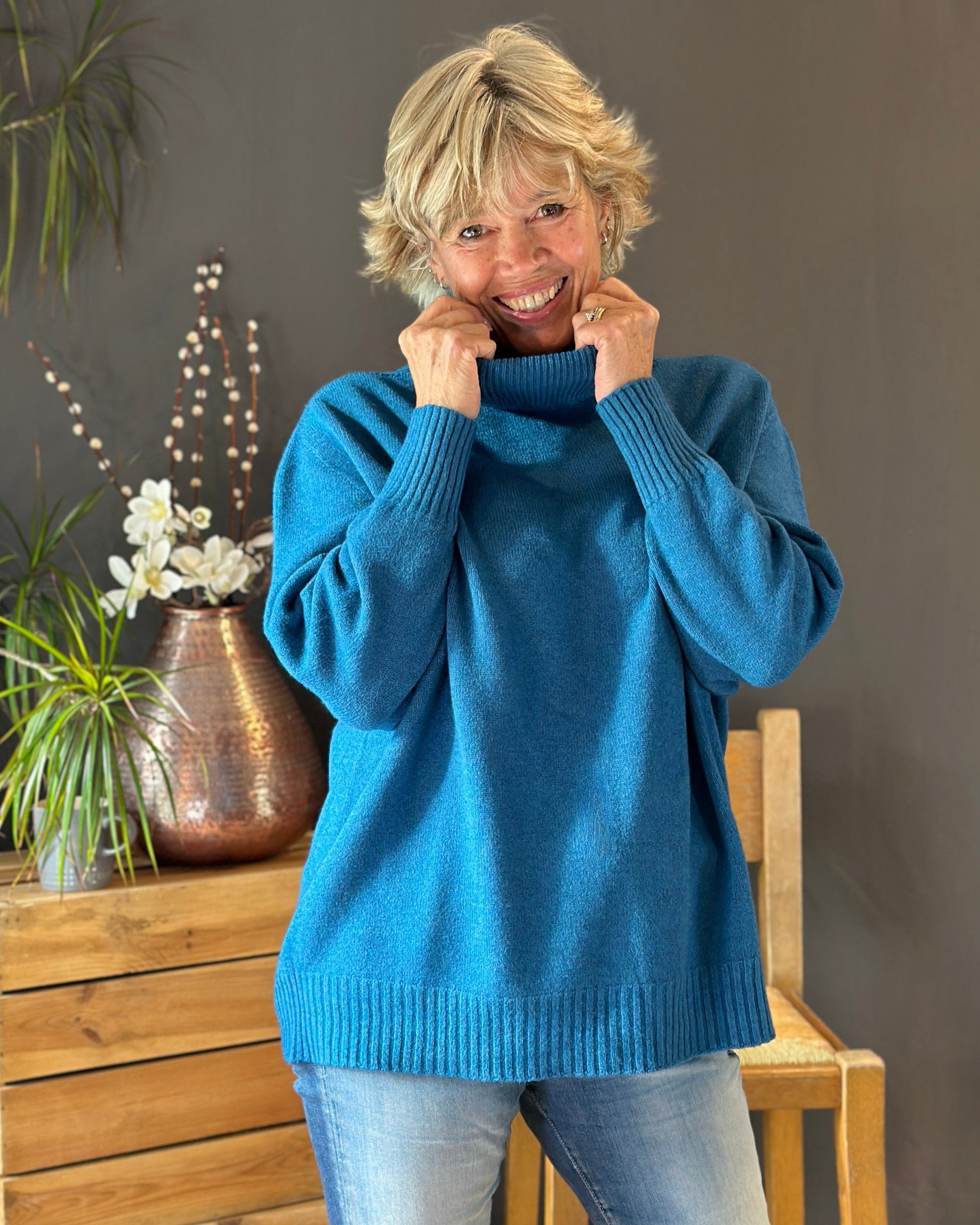 Clothing Soft Knit Roll Neck Jumper - Teal