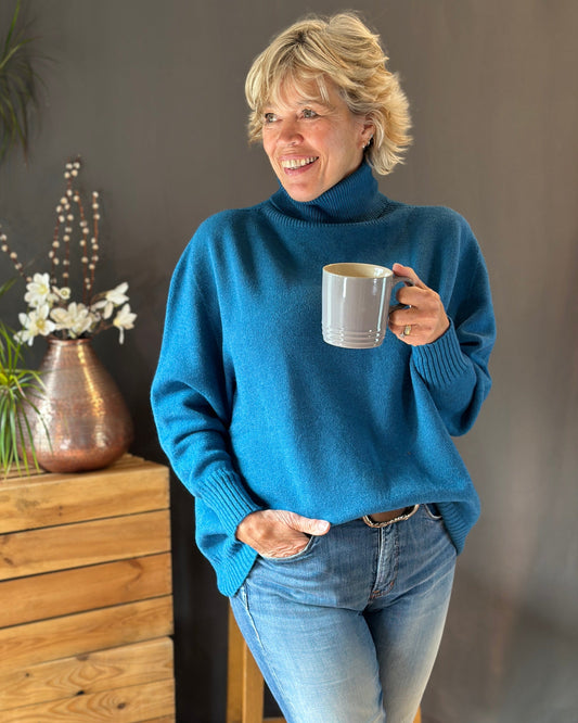Clothing Soft Knit Roll Neck Jumper - Teal
