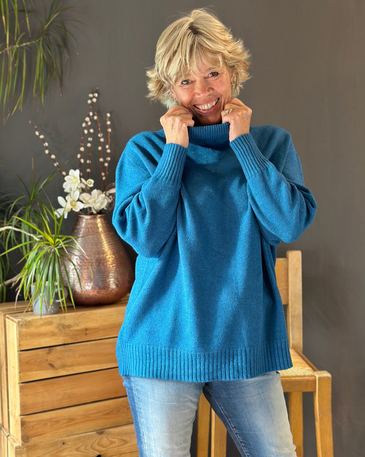 Clothing Soft Knit Roll Neck Jumper - Teal