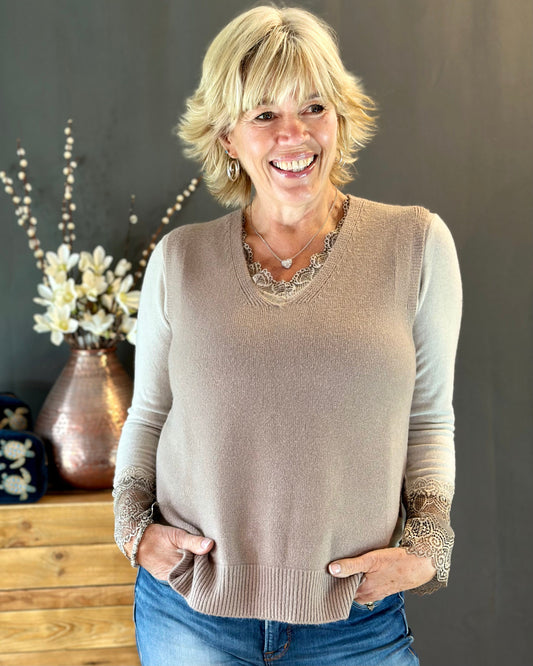 clothing Soft Knit V-Neck Sleeveless Tank Top - Mocha