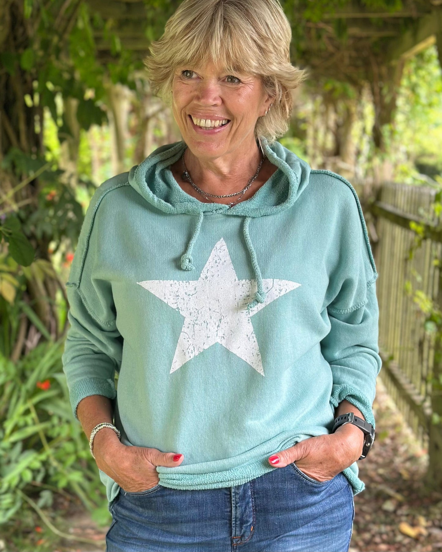 Clothing Star Hoodie Sweatshirt - Sage