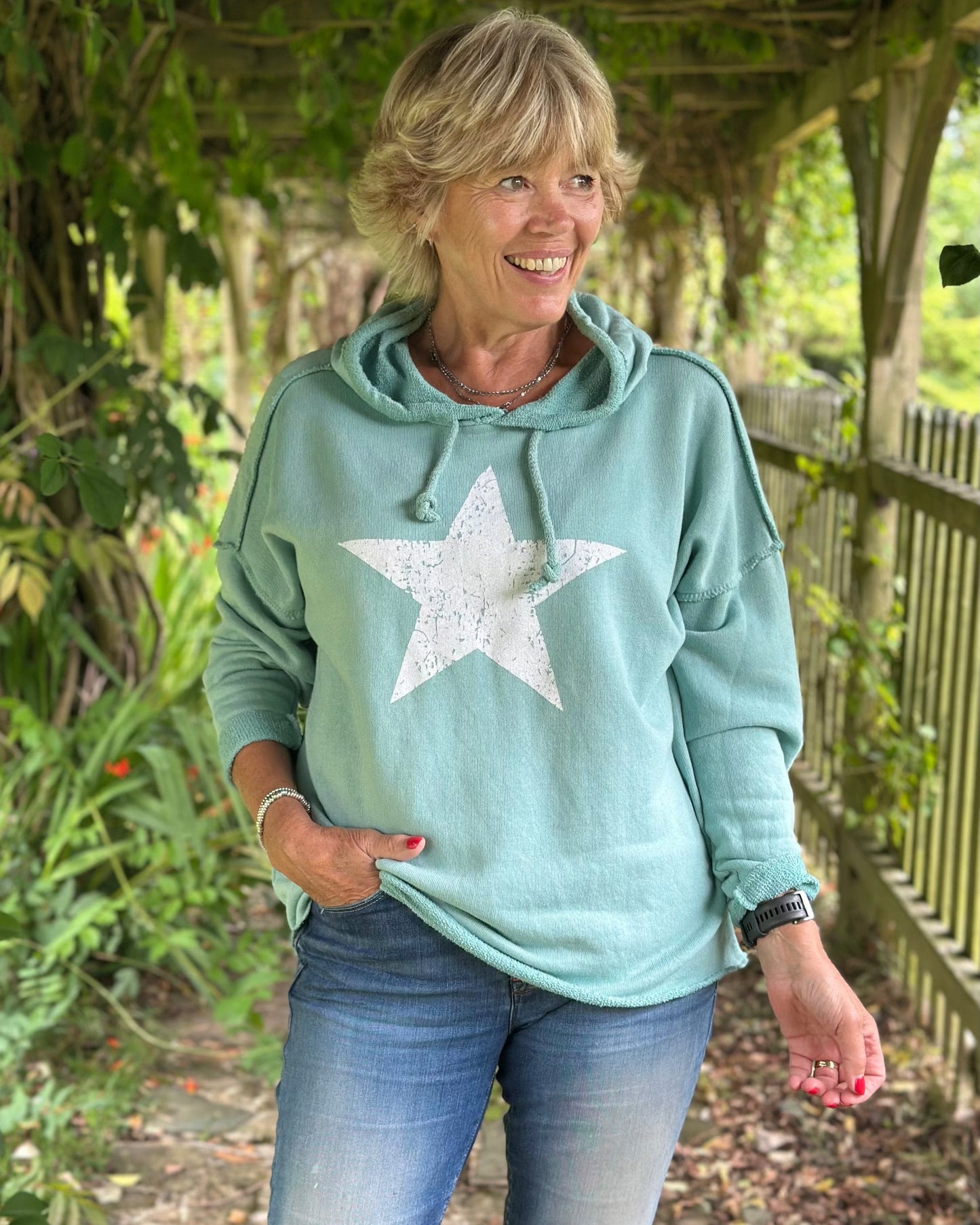 Clothing Star Hoodie Sweatshirt - Sage