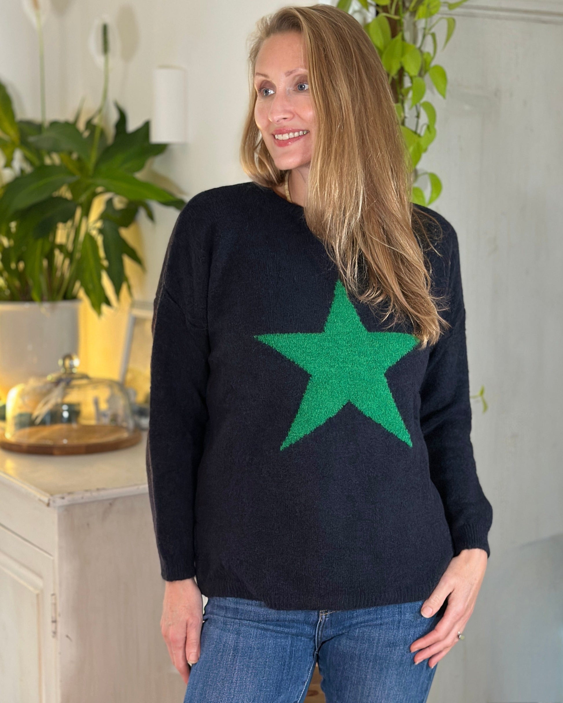 clothing Star Jumper - Navy/Green