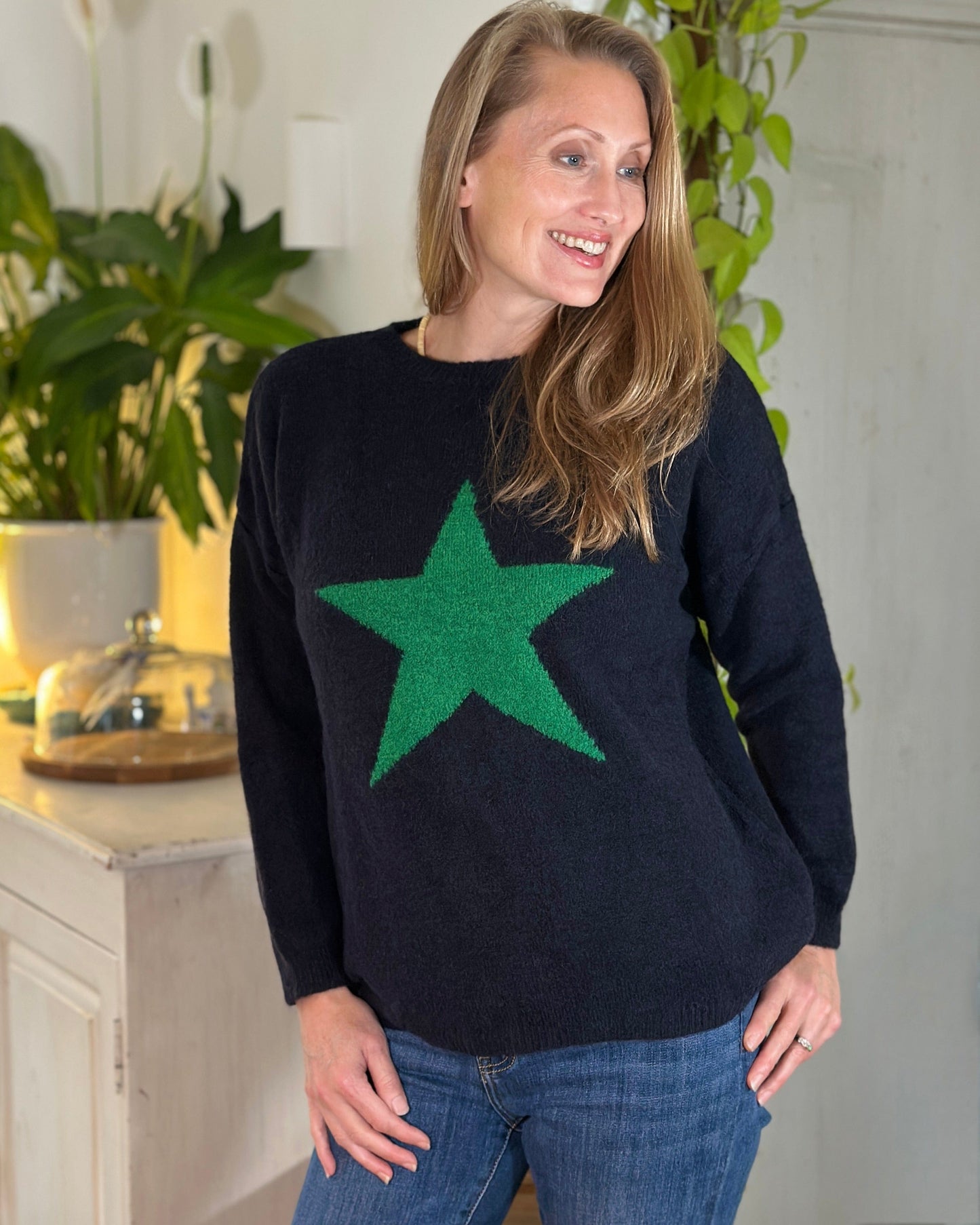 clothing Star Jumper - Navy/Green