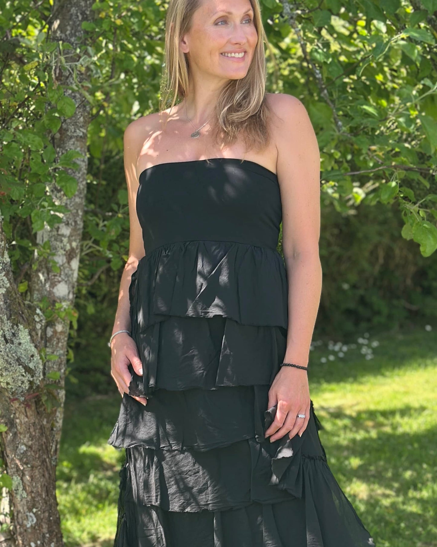 Clothing Strapless Ruffle Dress/Maxi Skirt - Black