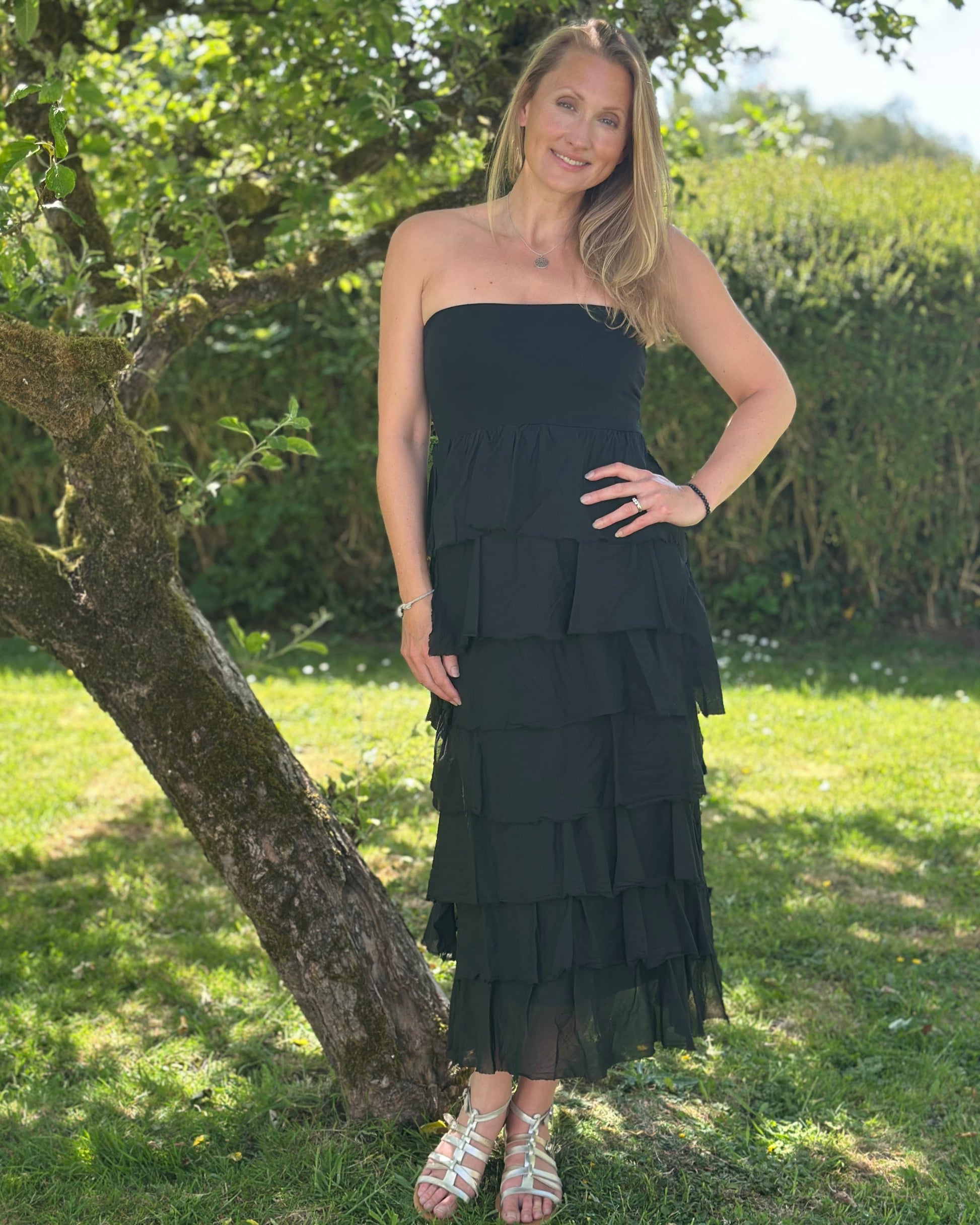 Clothing Strapless Ruffle Dress/Maxi Skirt - Black