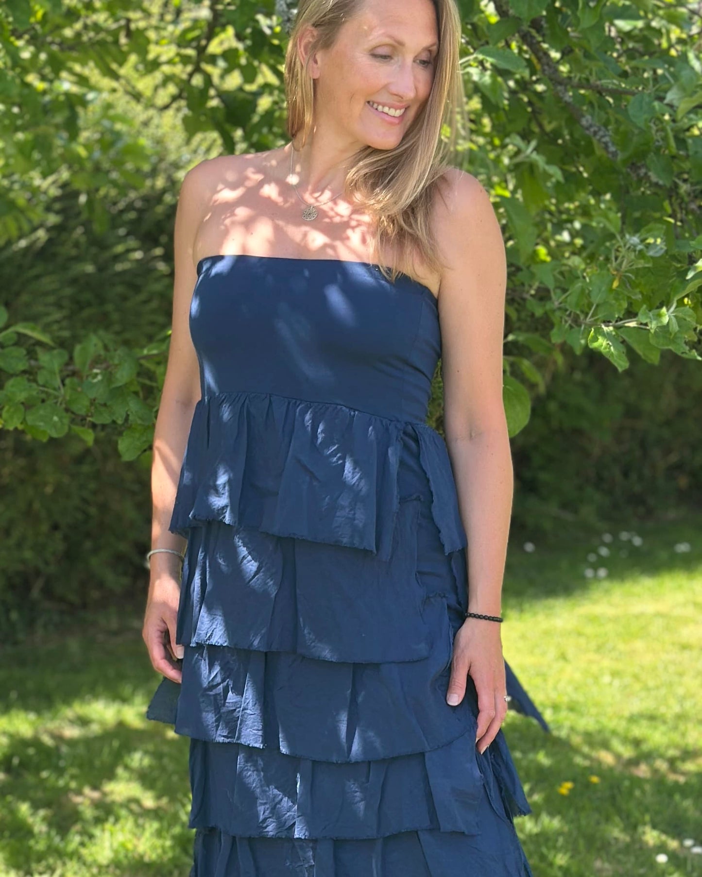 Clothing Strapless Ruffle Dress/Maxi Skirt - Navy