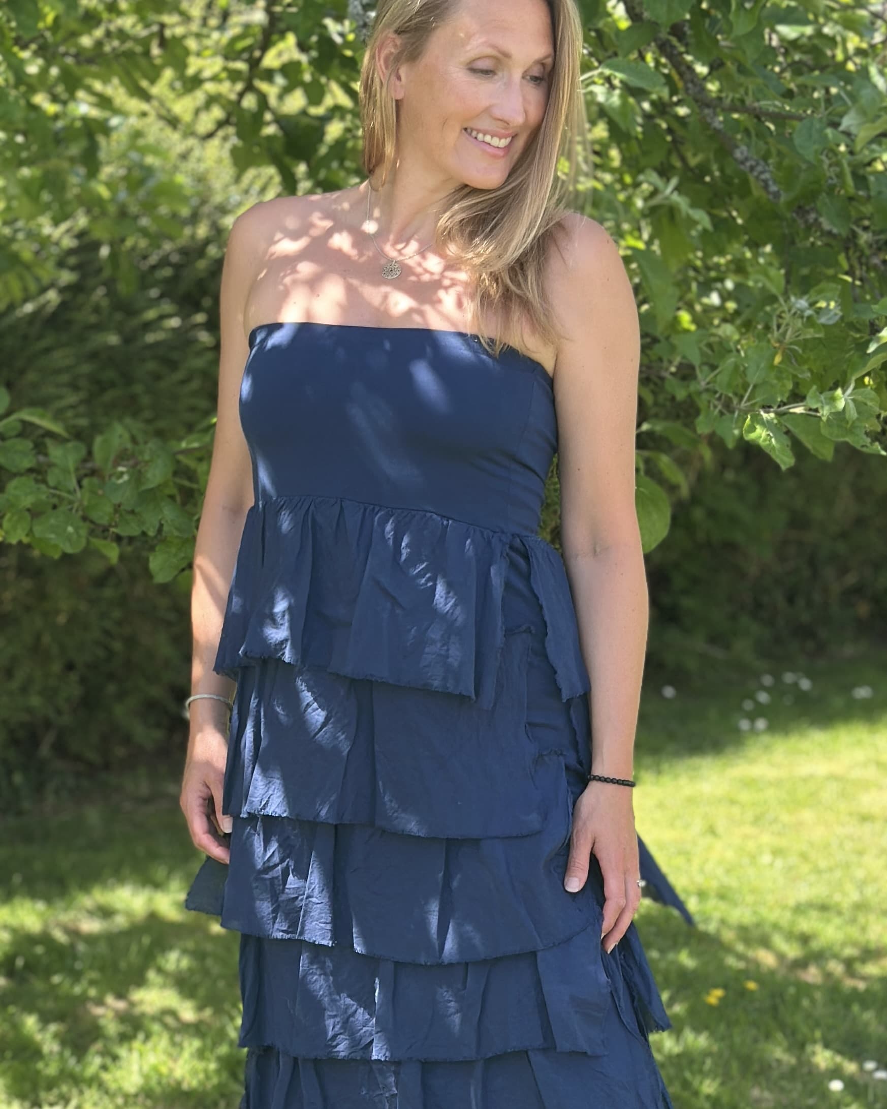 Clothing Strapless Ruffle Dress/Maxi Skirt - Navy